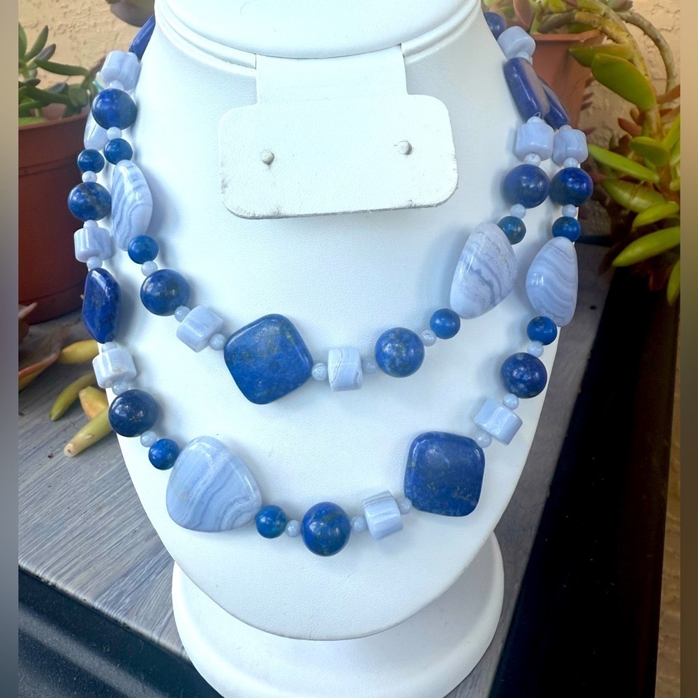 Jay King Blue Lace Agate long necklace